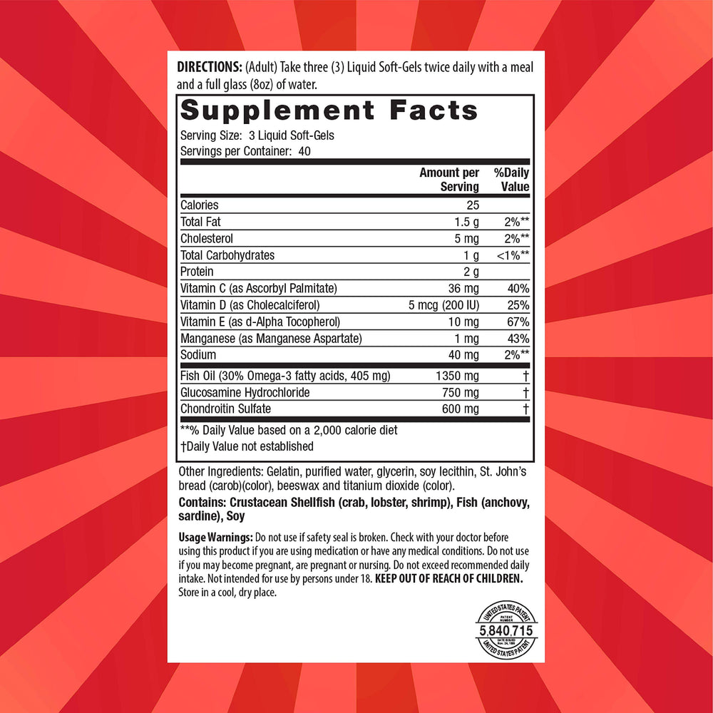 Nature's Secret Inholtra capsules close-up showing glucosamine and chondroitin support.