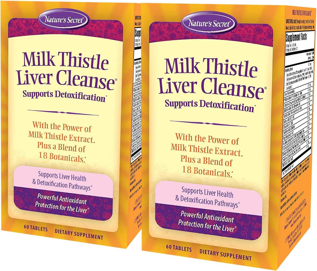 Nature's Secret Milk Thistle Liver Cleanse bottle front view with herbal blend and label