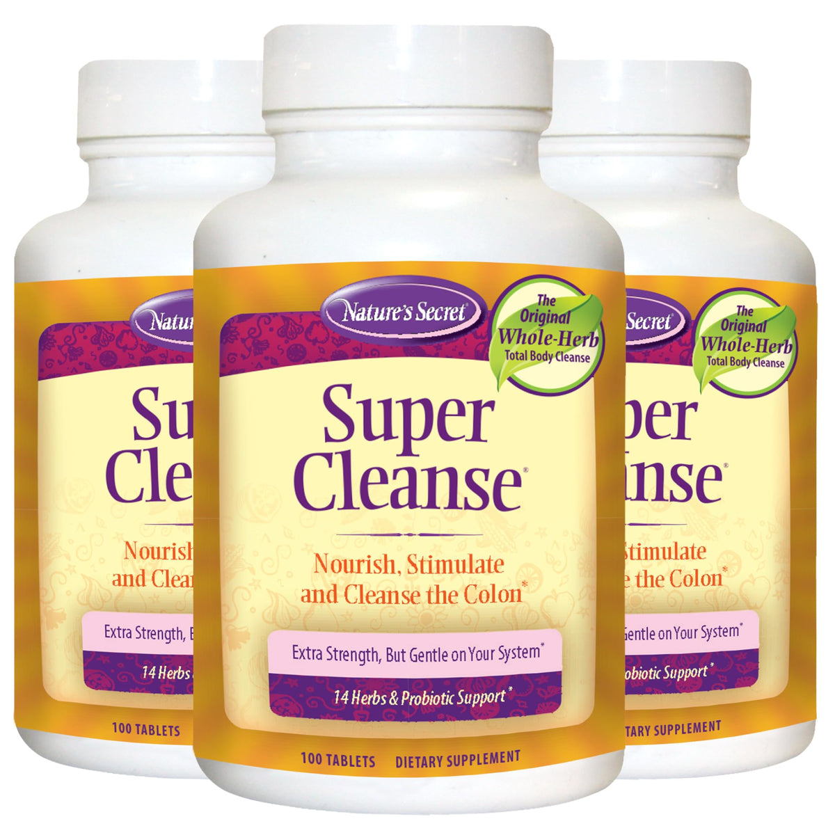 Nature's Secret Super Cleanse bottle front for daily digestive support