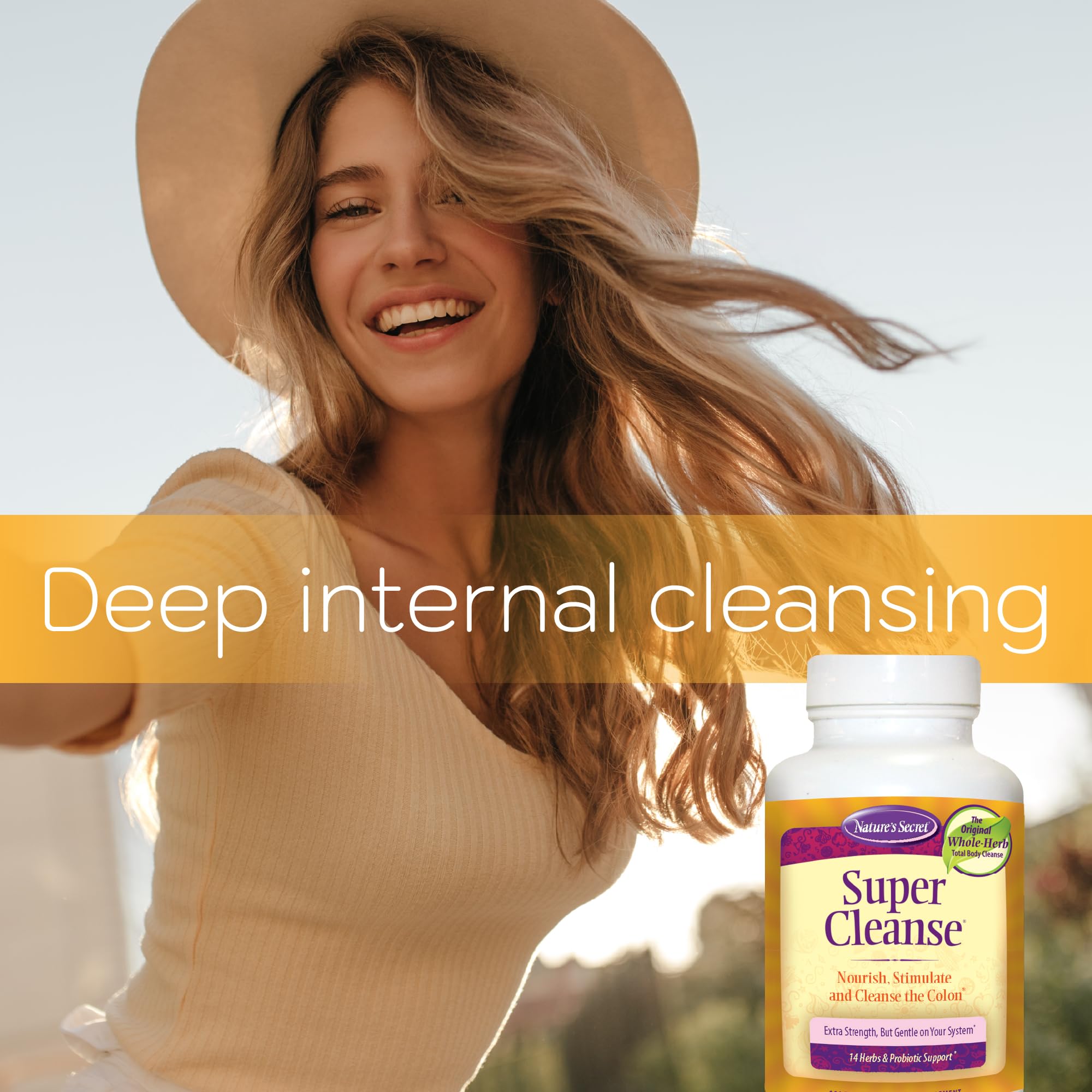 Nature's Secret Super Cleanse capsules close-up for daily use