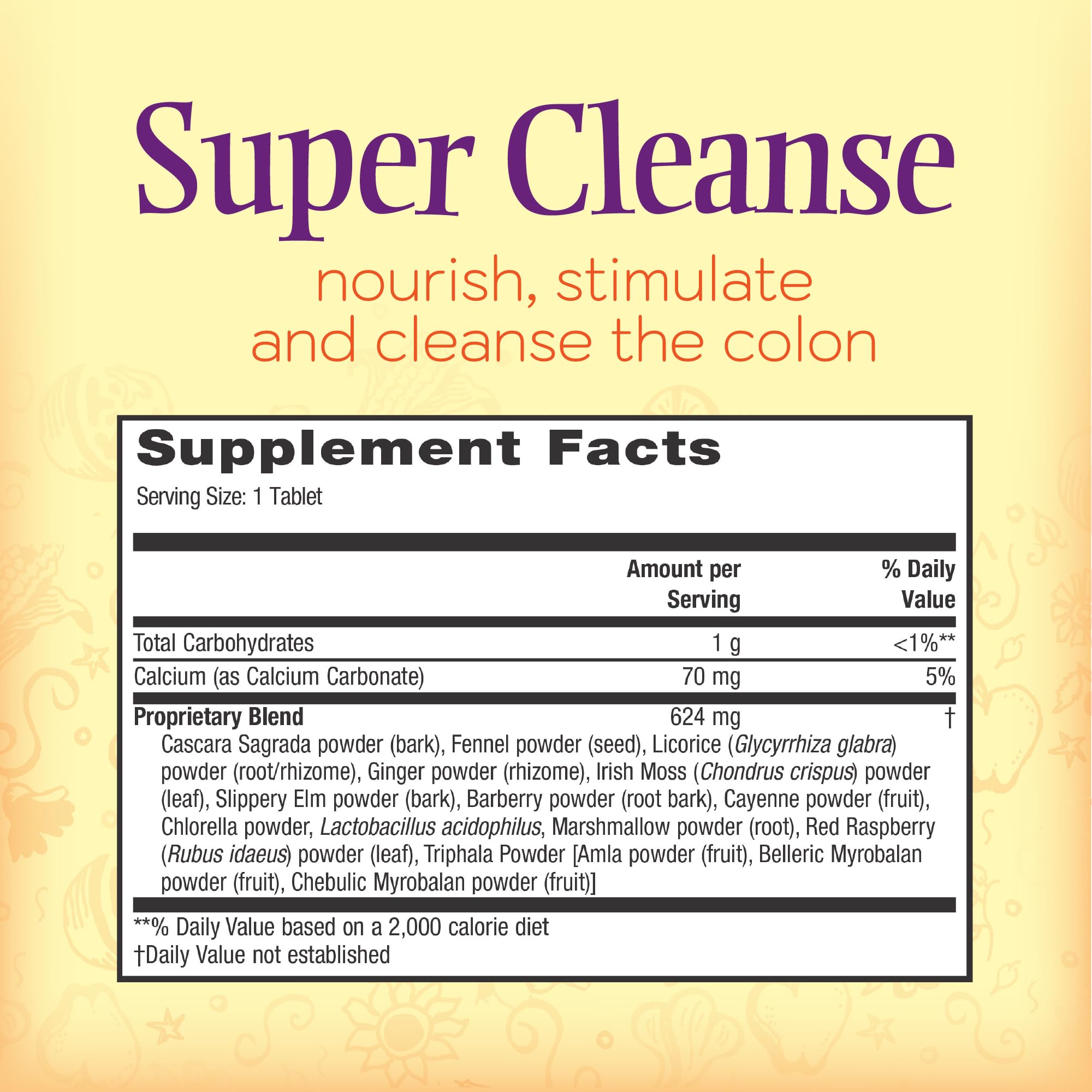 Nature's Secret Super Cleanse ingredients blend highlights herbs and probiotics for digestion