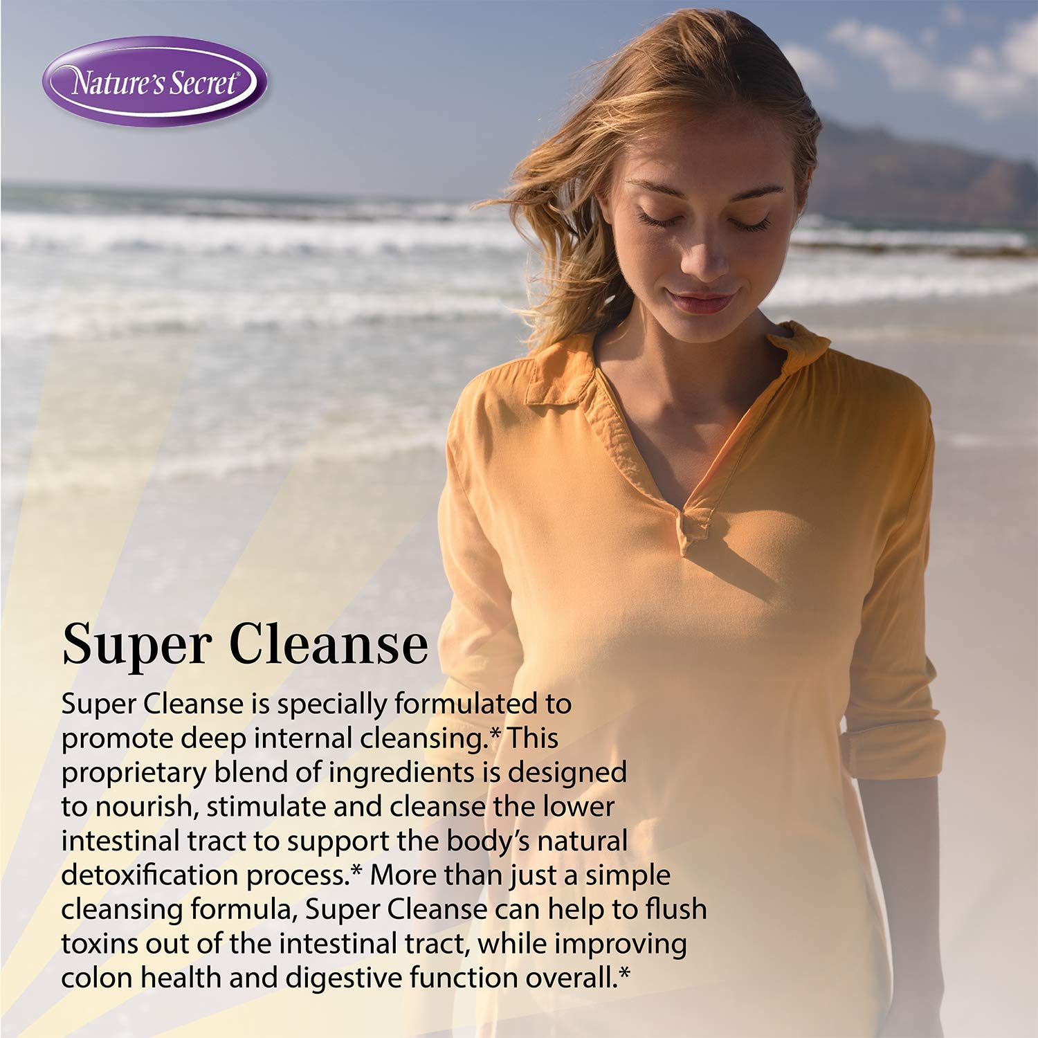 Nature's Secret Super Cleanse pack of 2 bottles displayed for at-home elimination plans.