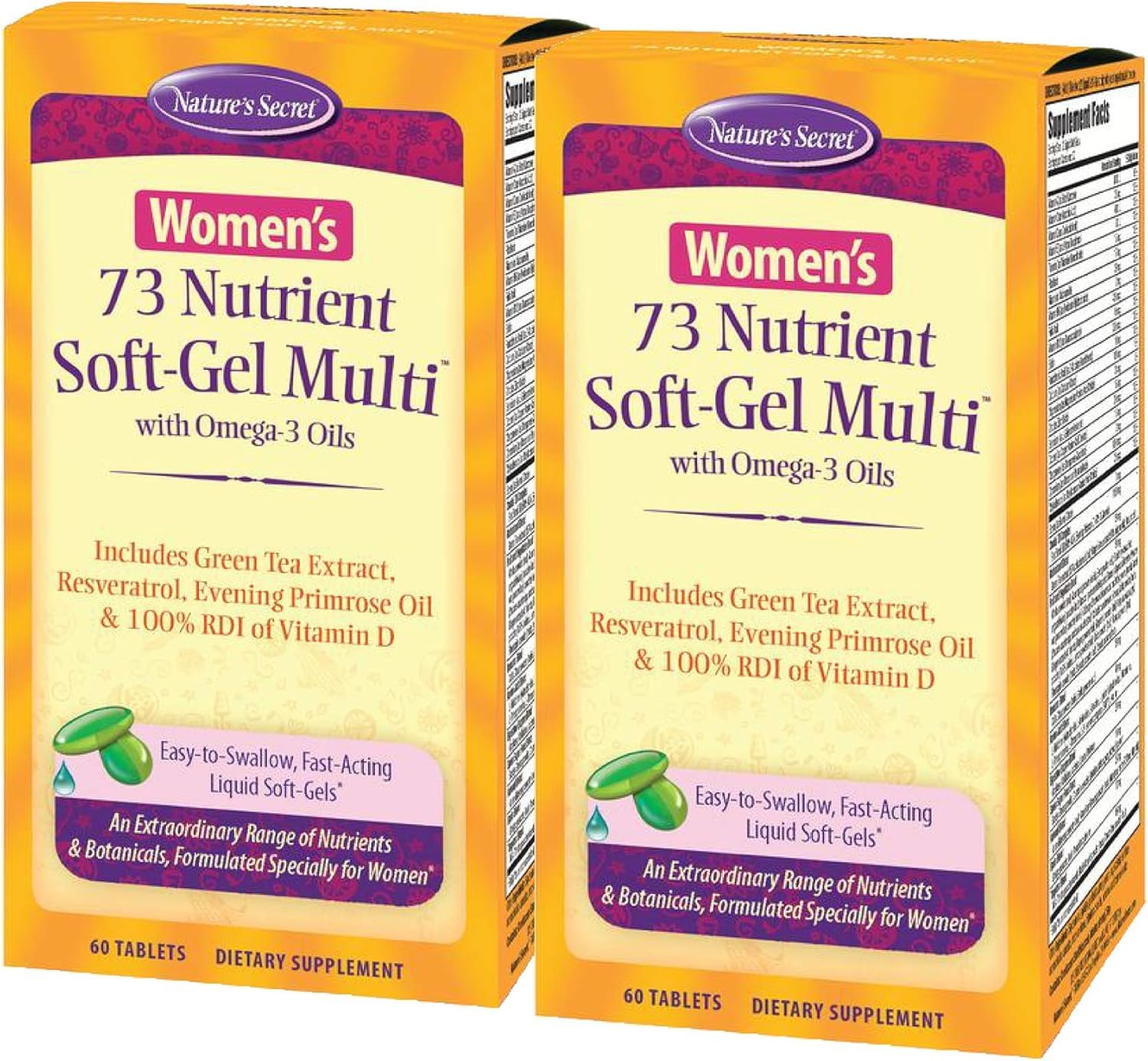 Nature's Secret Women’s 73-Nutrient Soft-Gel Multi bottle front supports daily wellness for women.