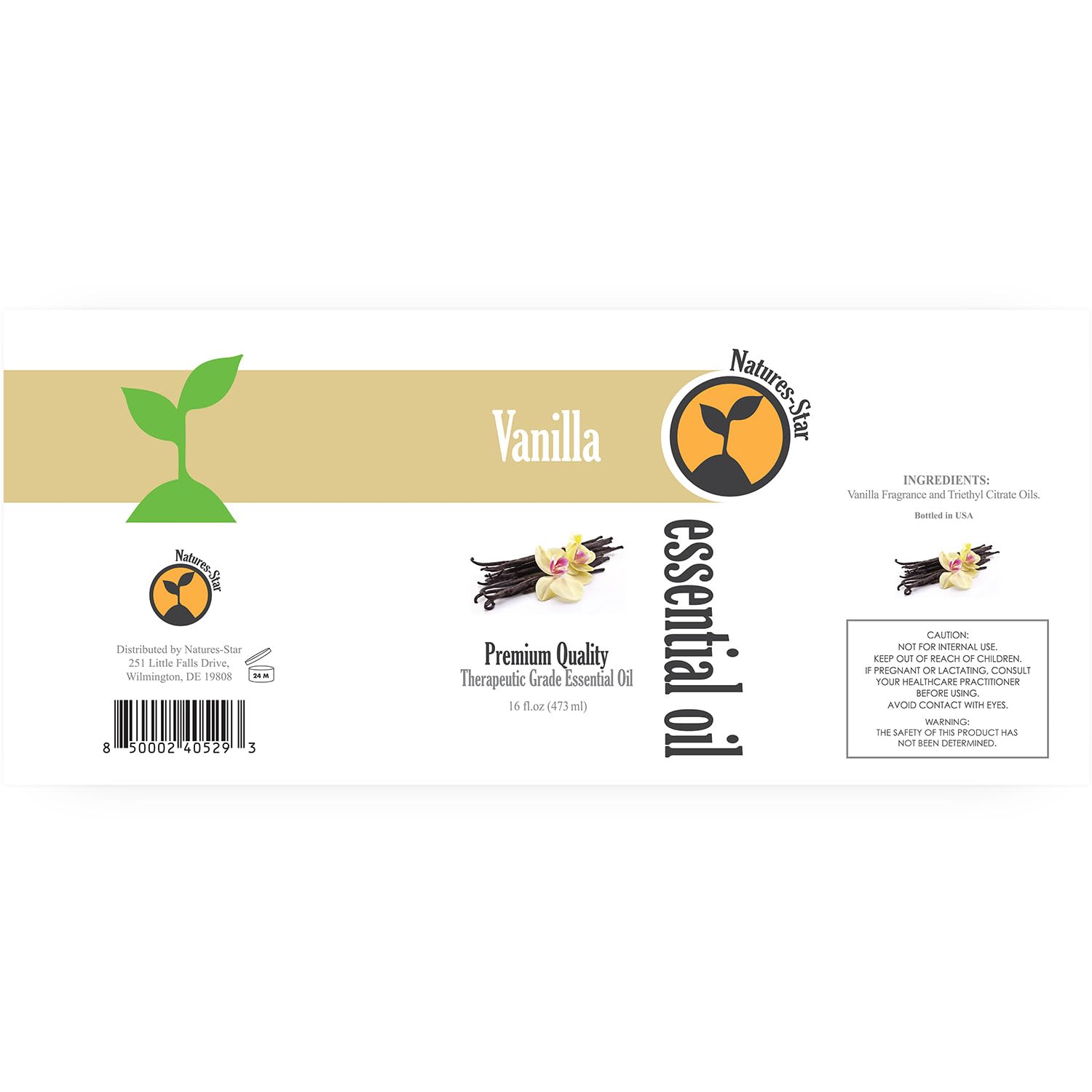 Natures-Star vanilla essential oil bottle cap close-up showing secure flip-cap
