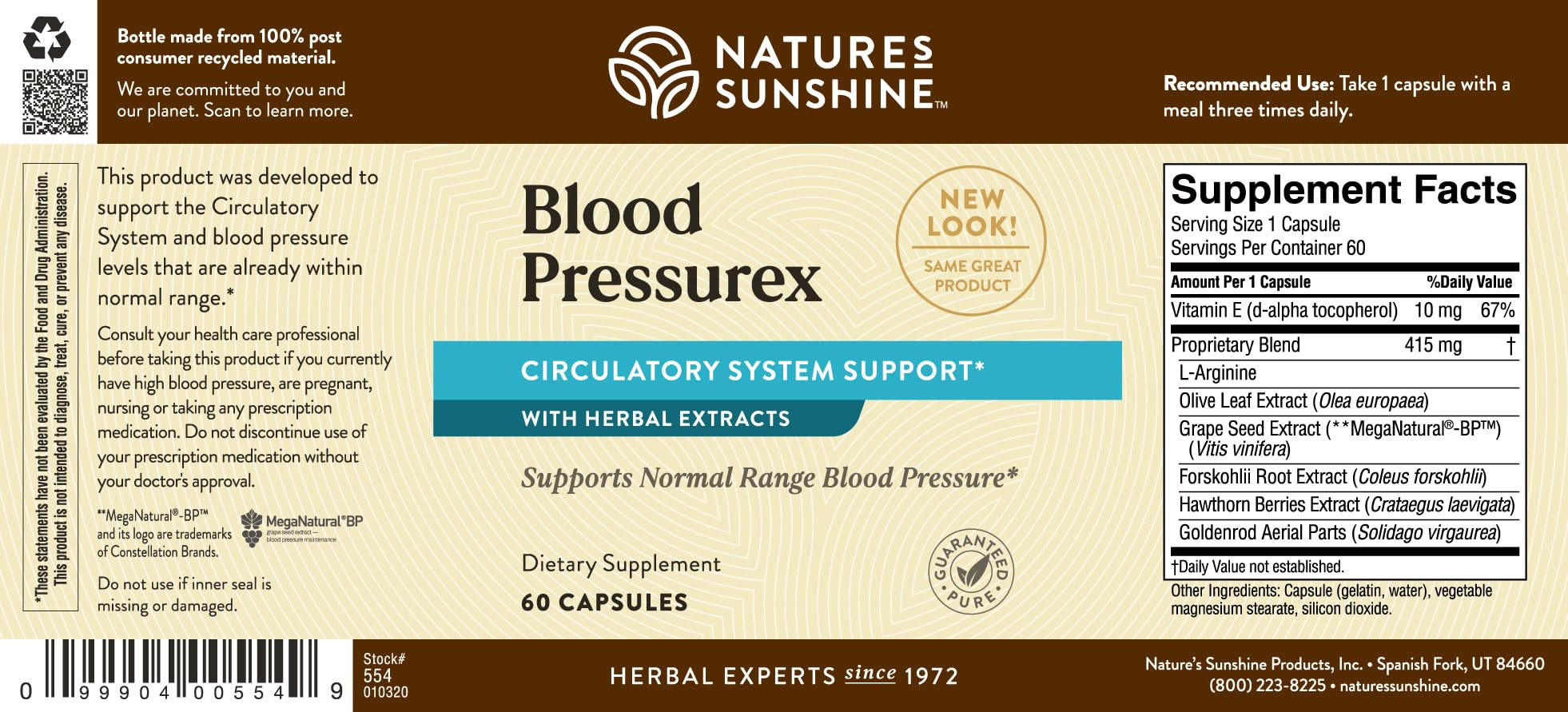 Nature's Sunshine Blood Pressurex brand logo on packaging for easy recognition.