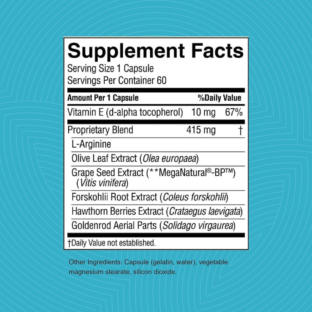 Nature's Sunshine Blood Pressurex bottle showing easy-to-read dosage for sensible use.