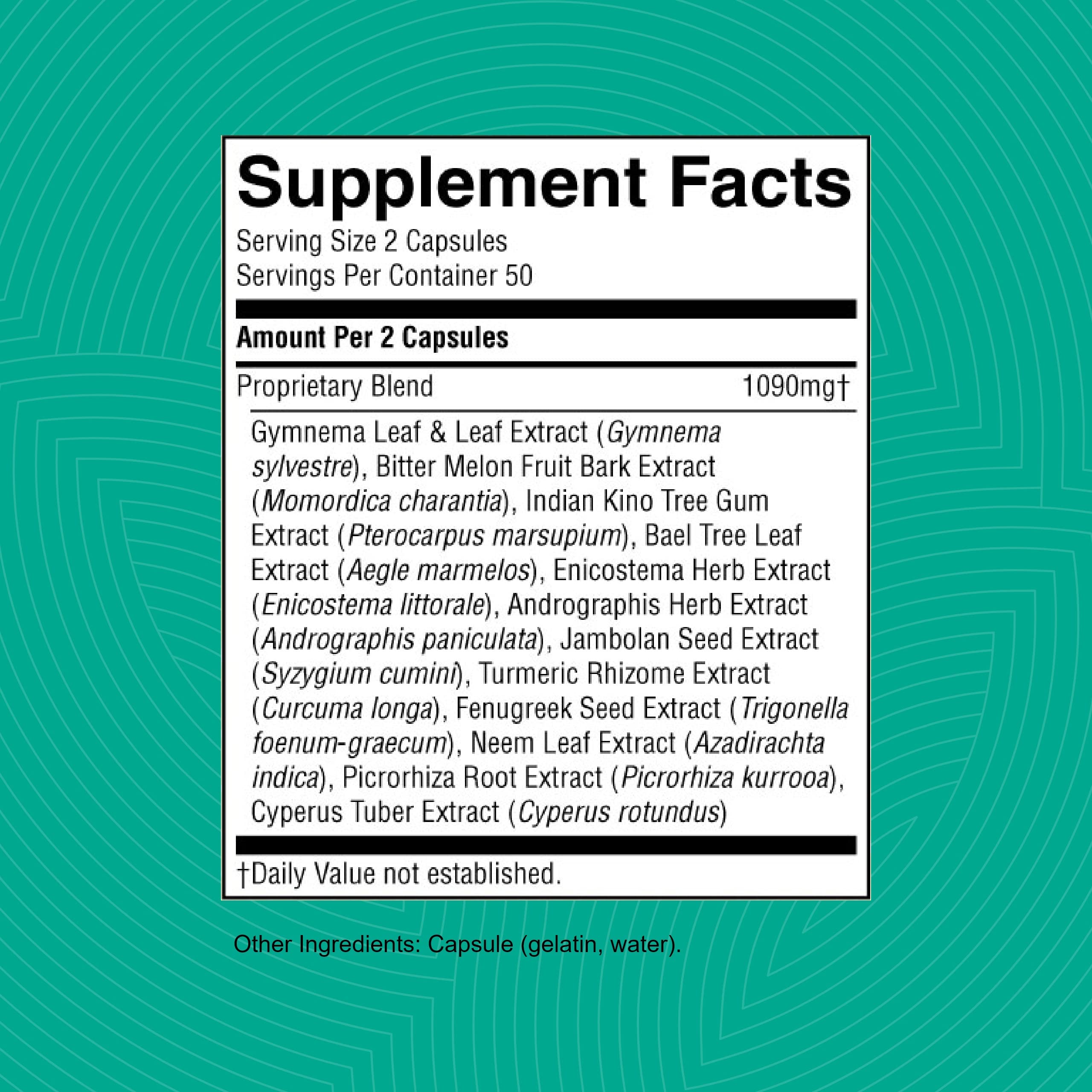 Nature's Sunshine Blood Sugar Formula bottle on kitchen counter for daily balance.