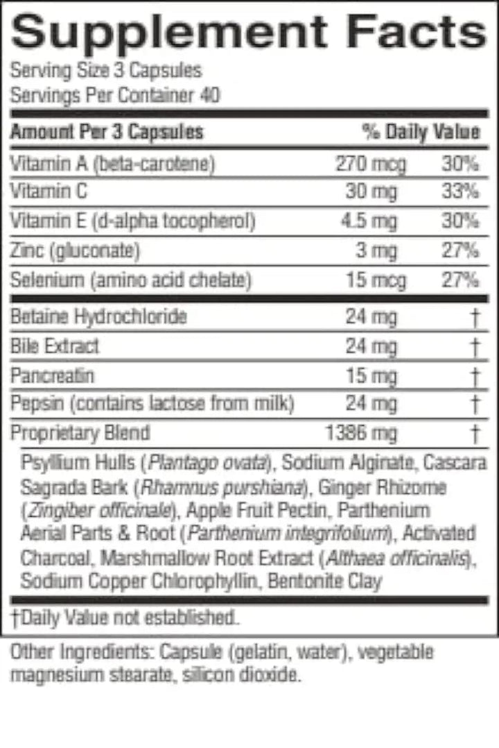 Nature's Sunshine Bowel Detox capsules closeup highlights fiber and enzyme blend benefits.
