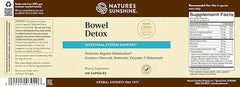 Nature's Sunshine Bowel Detox label packaging emphasizes detoxifying ingredients and cleanse focus.