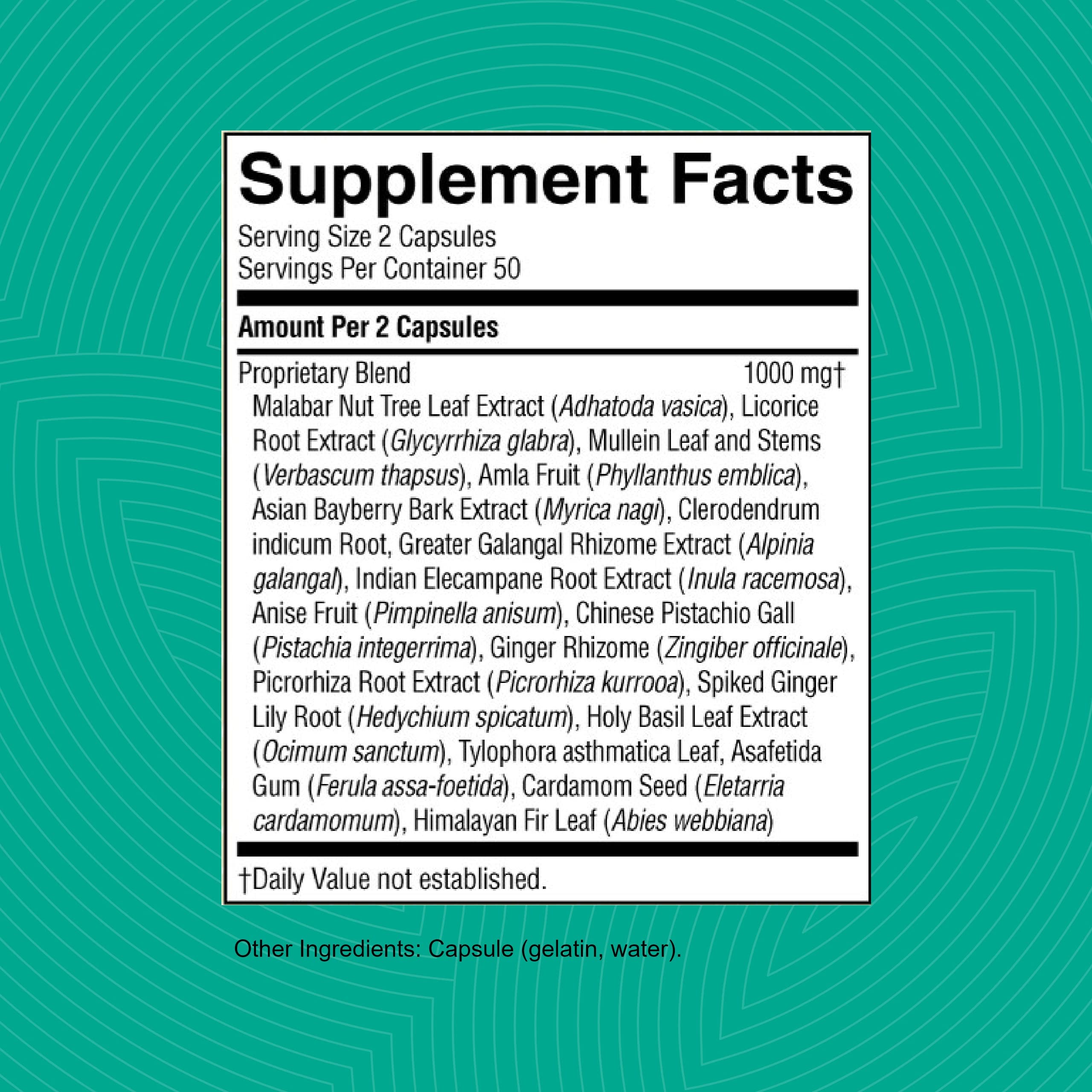 Nature's Sunshine Bronchial Formula capsules close-up for easy daily dosing.