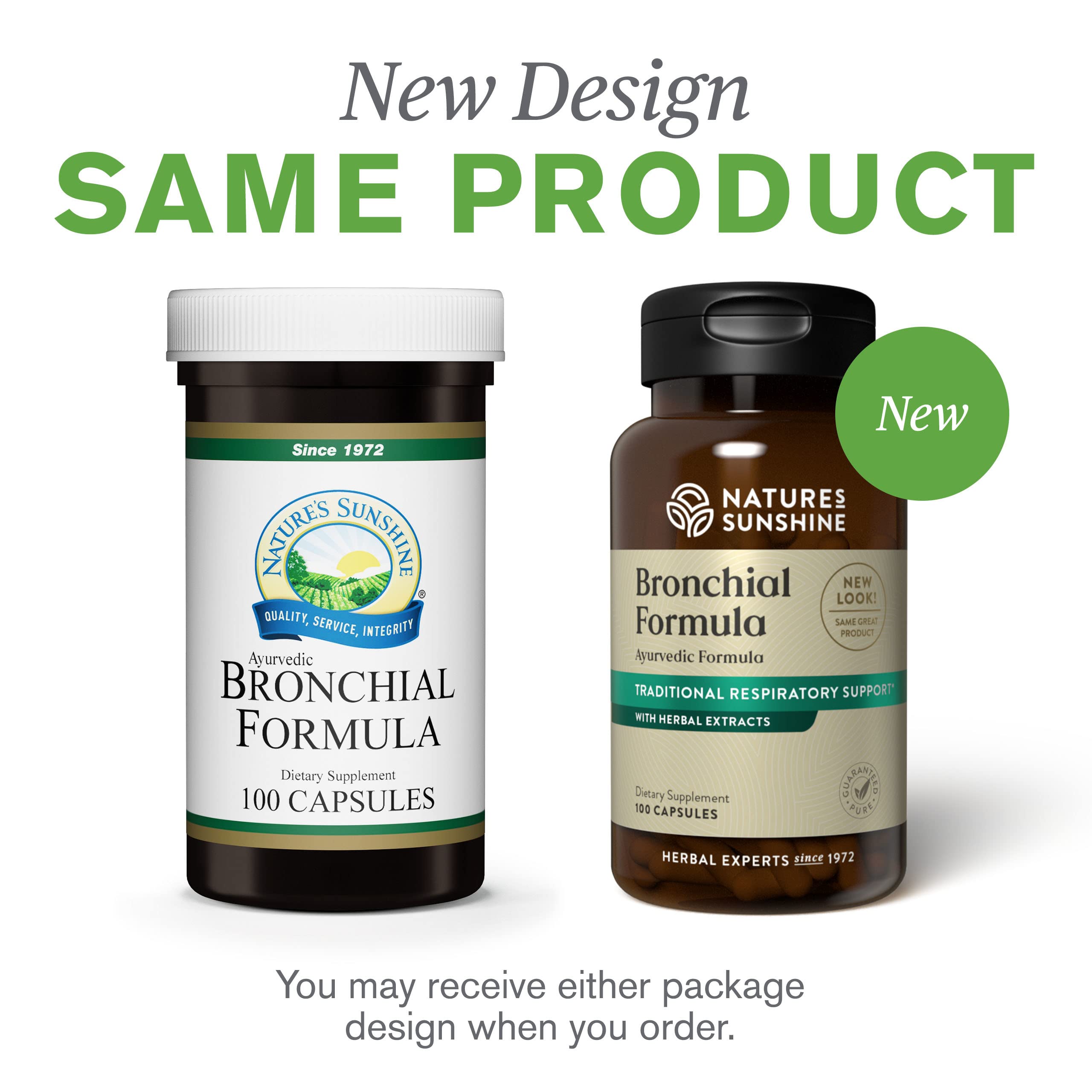 Nature's Sunshine Bronchial Formula USA facility stamp on bottle produced to high standards.
