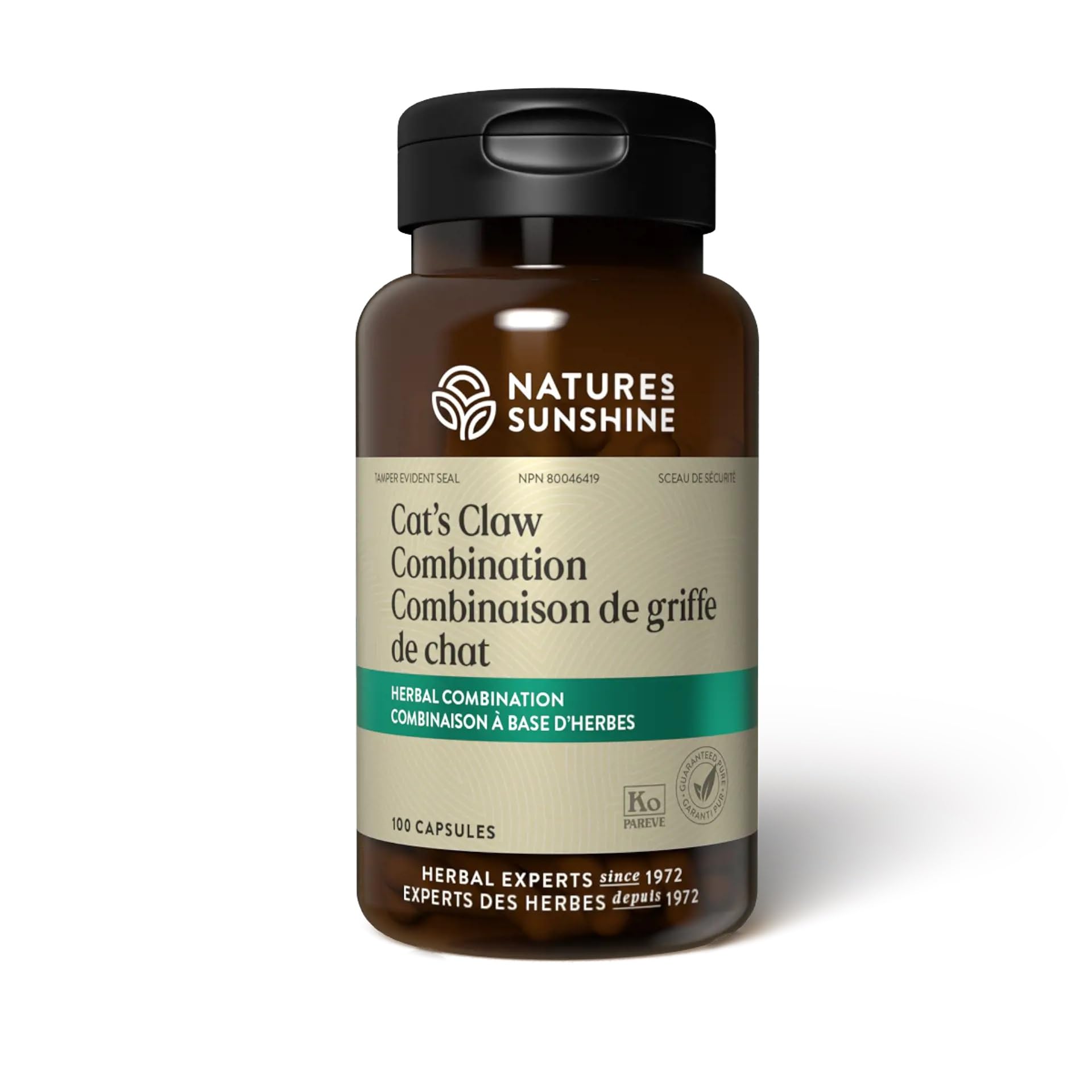 Nature's Sunshine Cat's Claw 100-capsule bottle, easy immune-support natural supplement.