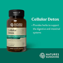 Nature's Sunshine Cellular Detox bottle label close-up highlighting herbal ingredients