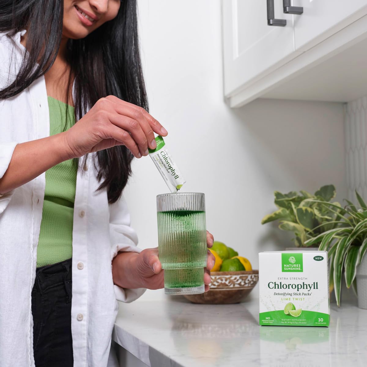 Nature's Sunshine Chlorophyll Stick packaging close-up