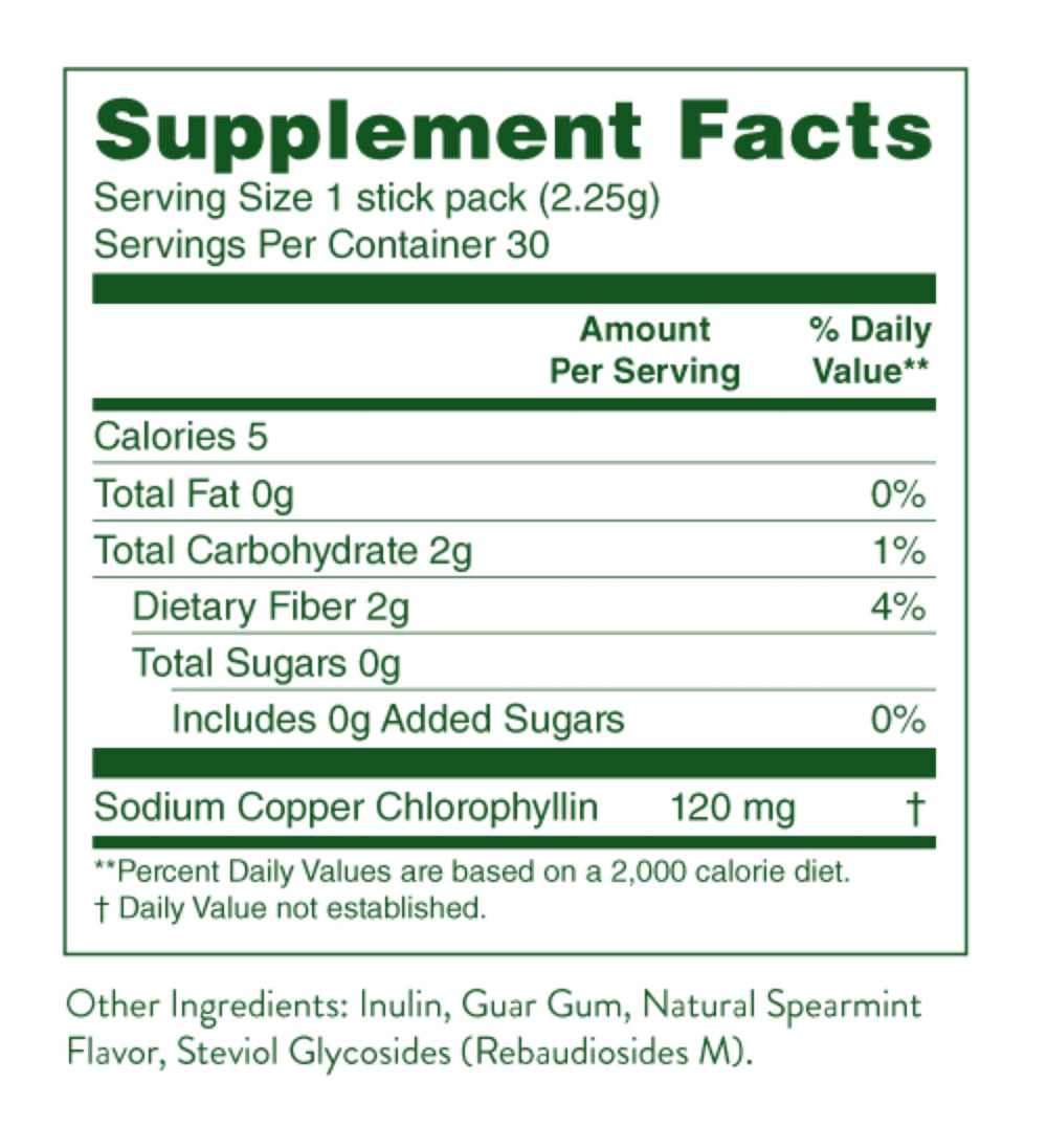 Nature's Sunshine Chlorophyll Stick Packs come in eco-friendly packaging for sustainability.