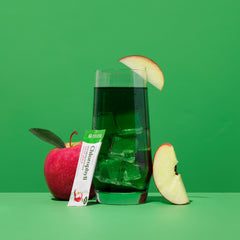 Nature's Sunshine Chlorophyll stick being mixed with water for a refreshing drink