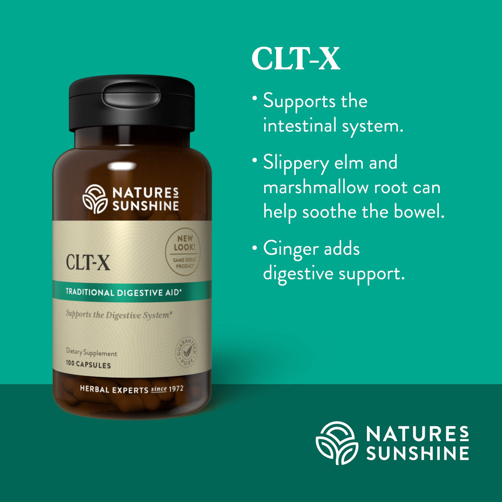 Nature's Sunshine CLT-X ginger root capsules aid comfortable digestion after meals
