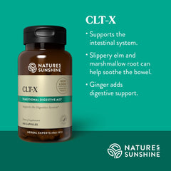 Nature's Sunshine CLT-X ginger root capsules aid comfortable digestion after meals