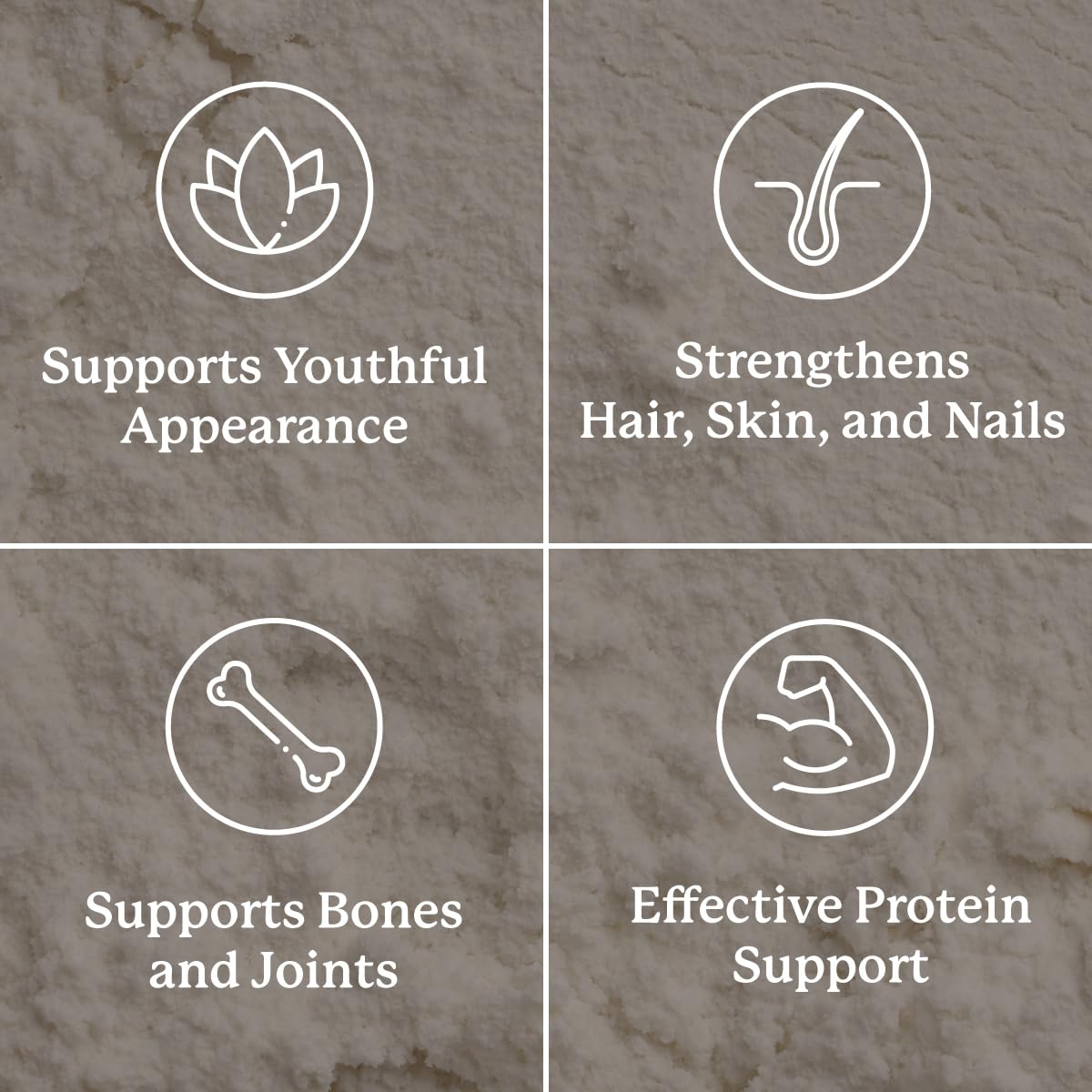 Nature's Sunshine collagen powder close-up highlights pure fine texture for smooth mixing