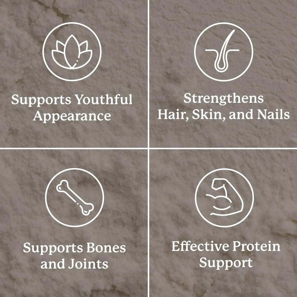 Nature's Sunshine collagen powder close-up highlights pure fine texture for smooth mixing