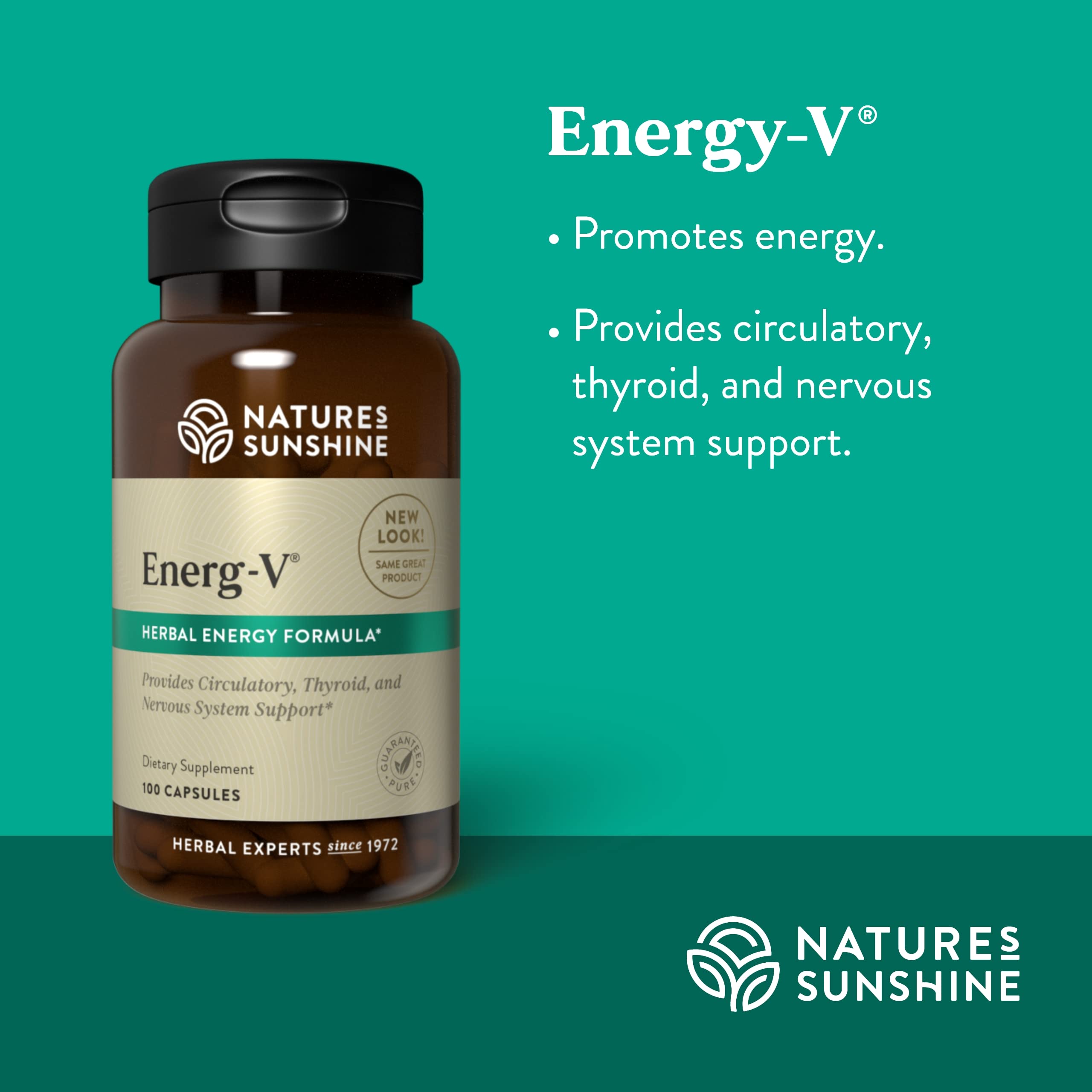 Nature's Sunshine Energ-V capsules close-up emphasizes compact form for daily use