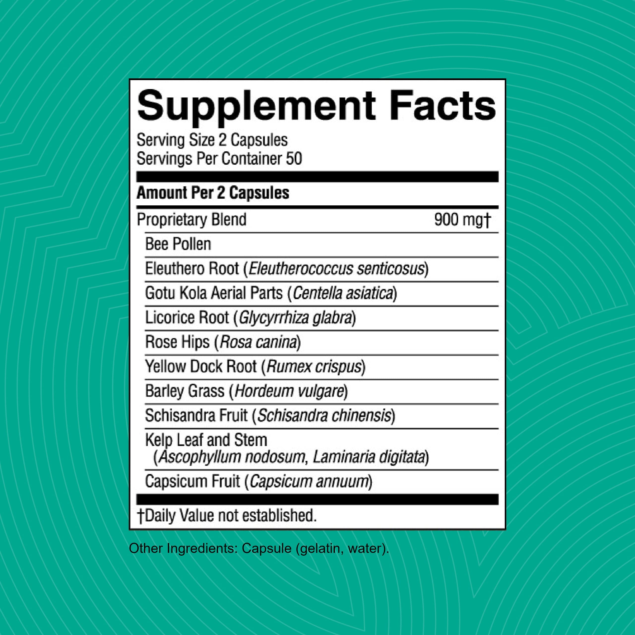Nature's Sunshine Energ-V label close-up highlights herbal energy blend