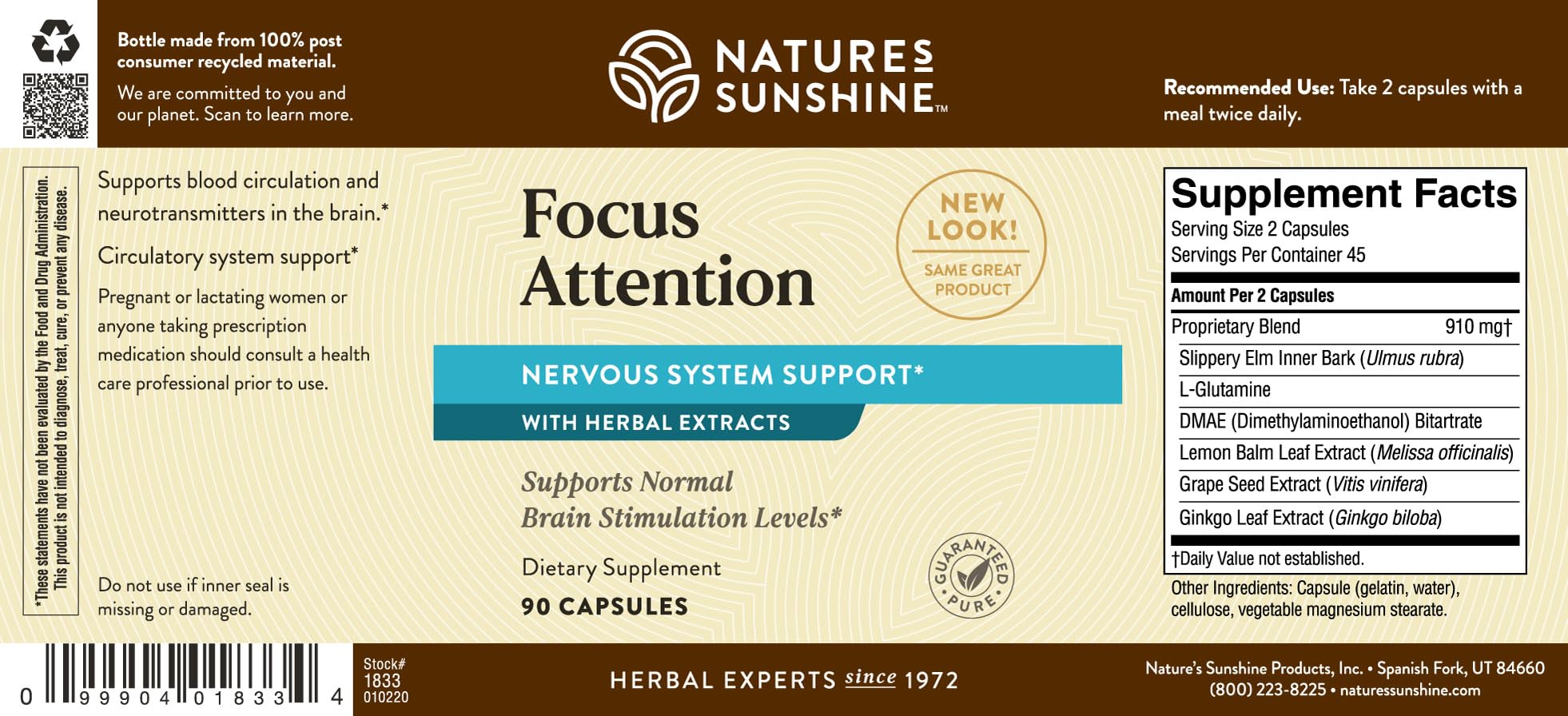 Nature's Sunshine Focus Attention packaging shown for a convenient daytime routine.