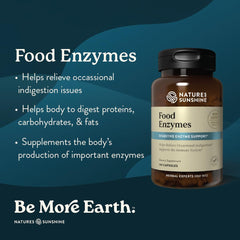 Nature's Sunshine Food Enzymes capsules close-up highlights easy-to-take digestion assistance.