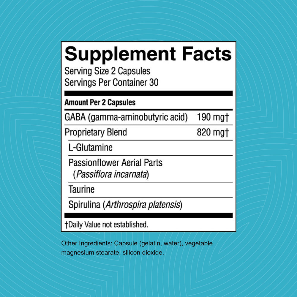 Nature's Sunshine GABA Plus capsules closeup highlighting soft capsules