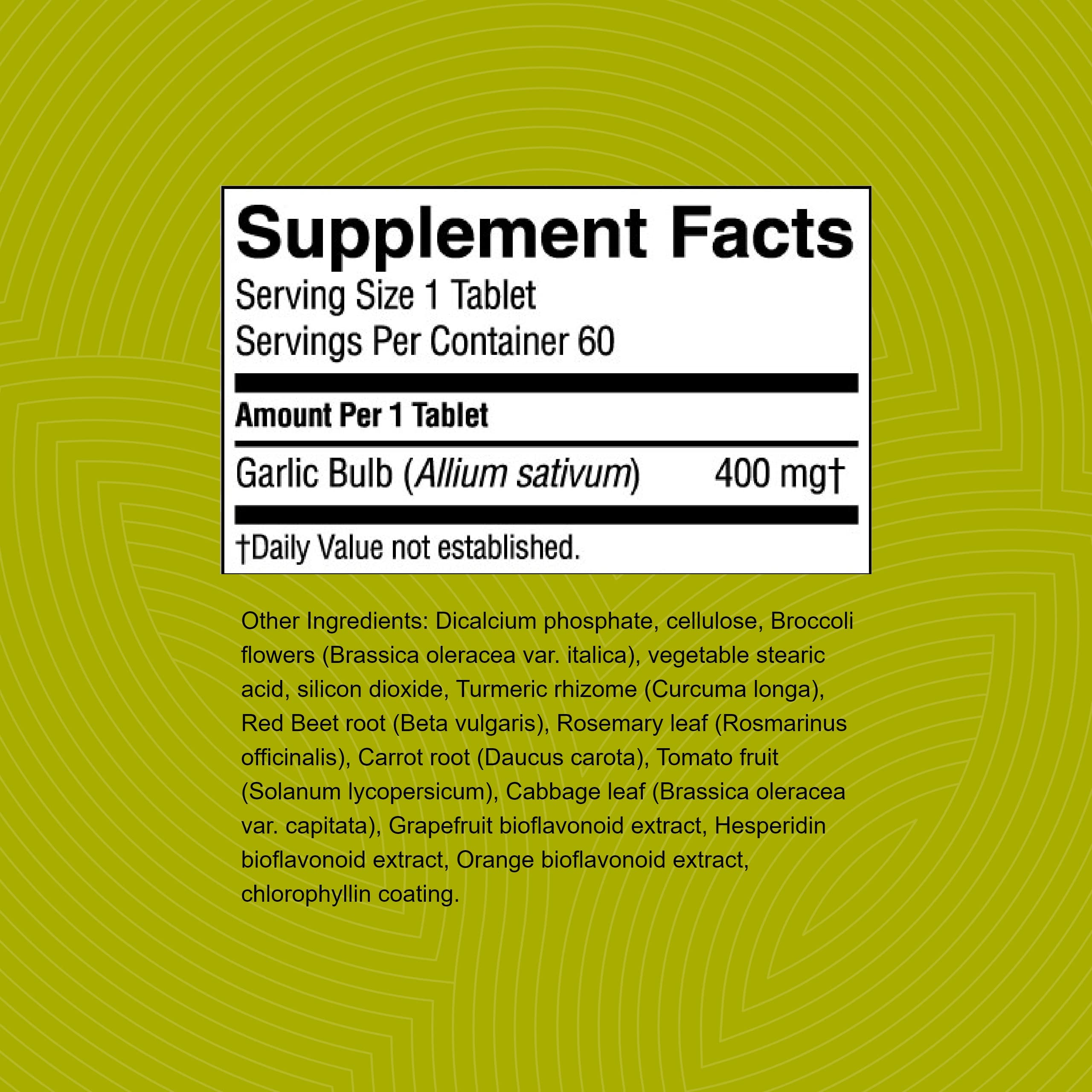 Nature's Sunshine time-release garlic tablets showing smoother absorption benefits