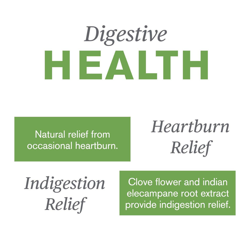 Gastro Health bottle with herbs and label, suggesting occasional indigestion relief.