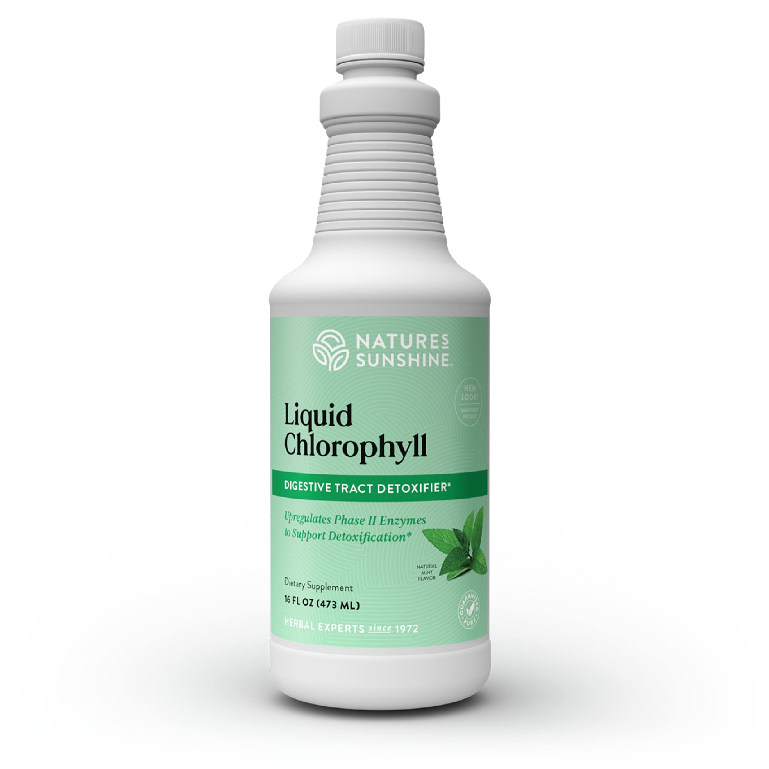 Nature's Sunshine Liquid Chlorophyll bottle shown for daily detox support