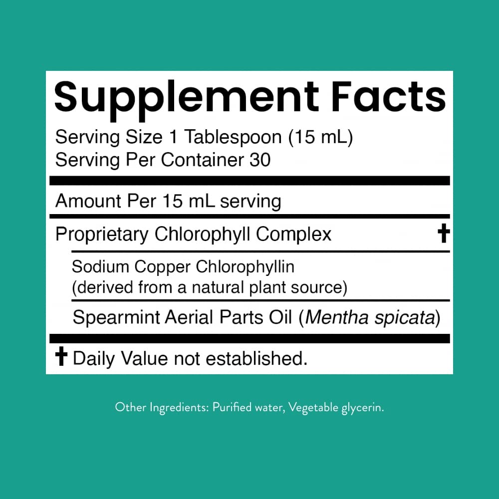 Nature's Sunshine Liquid Chlorophyll ingredient details showcase detox and antioxidant benefits.