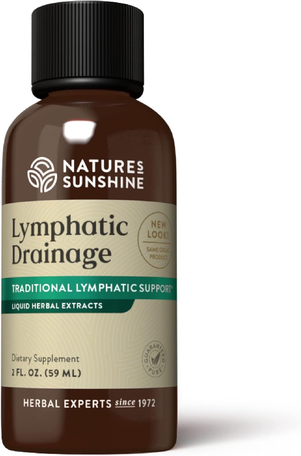 Nature's Sunshine Lymphatic Drainage bottle showing the herbal formula for gentle support