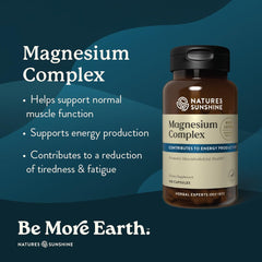 Nature’s Sunshine Magnesium Complex capsules provide easy-to-swallow daily support