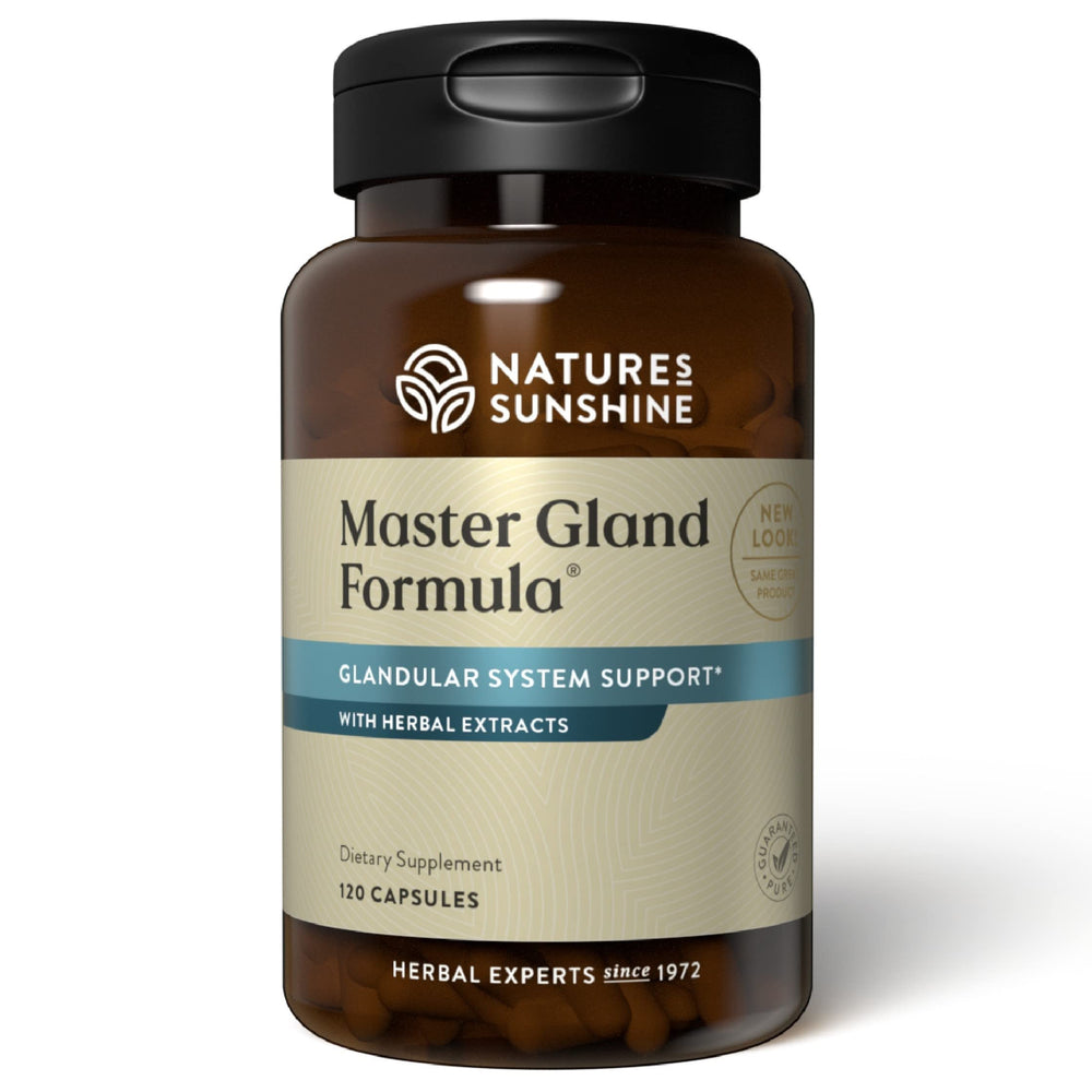 Nature's Sunshine Master Gland bottle with capsules for daily nutrition.