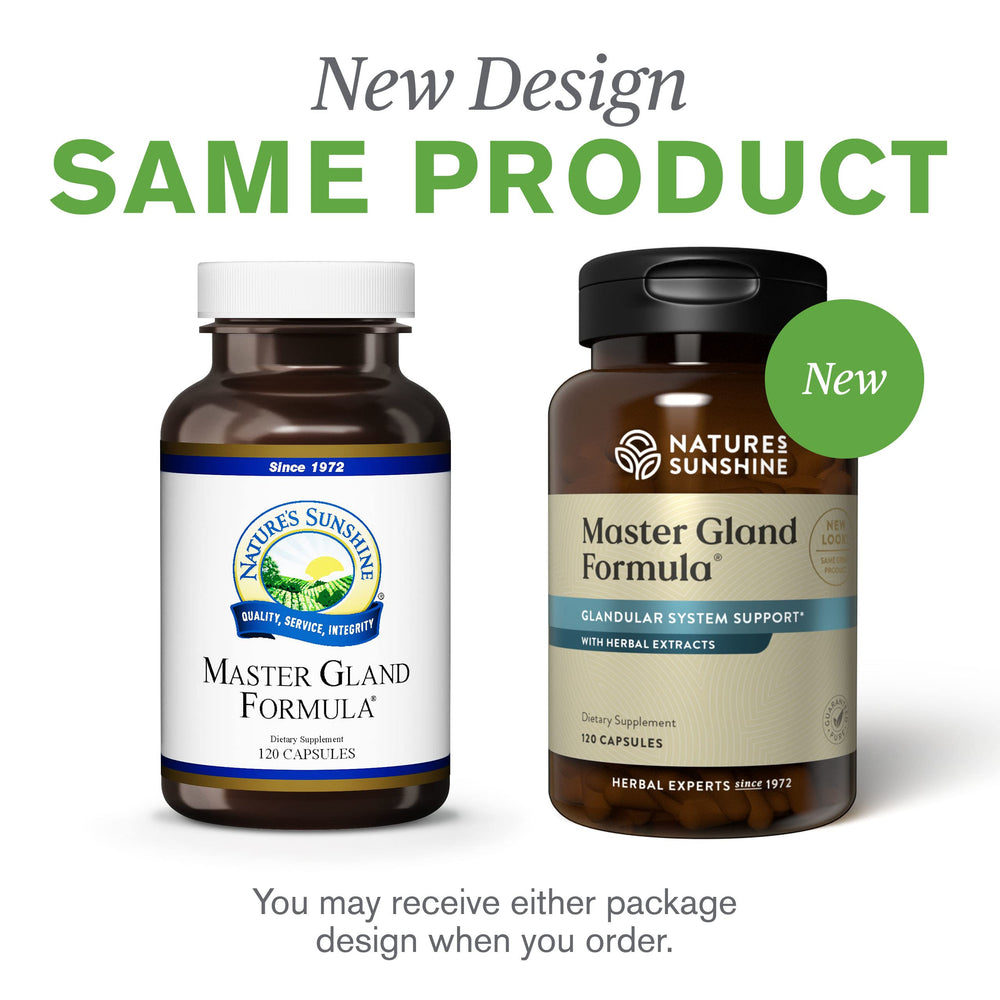 Nature's Sunshine Master Gland herbal base reflects quality and tradition.