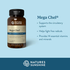 Nature's Sunshine Mega-Chel label detail emphasizing pure ingredients and trusted quality