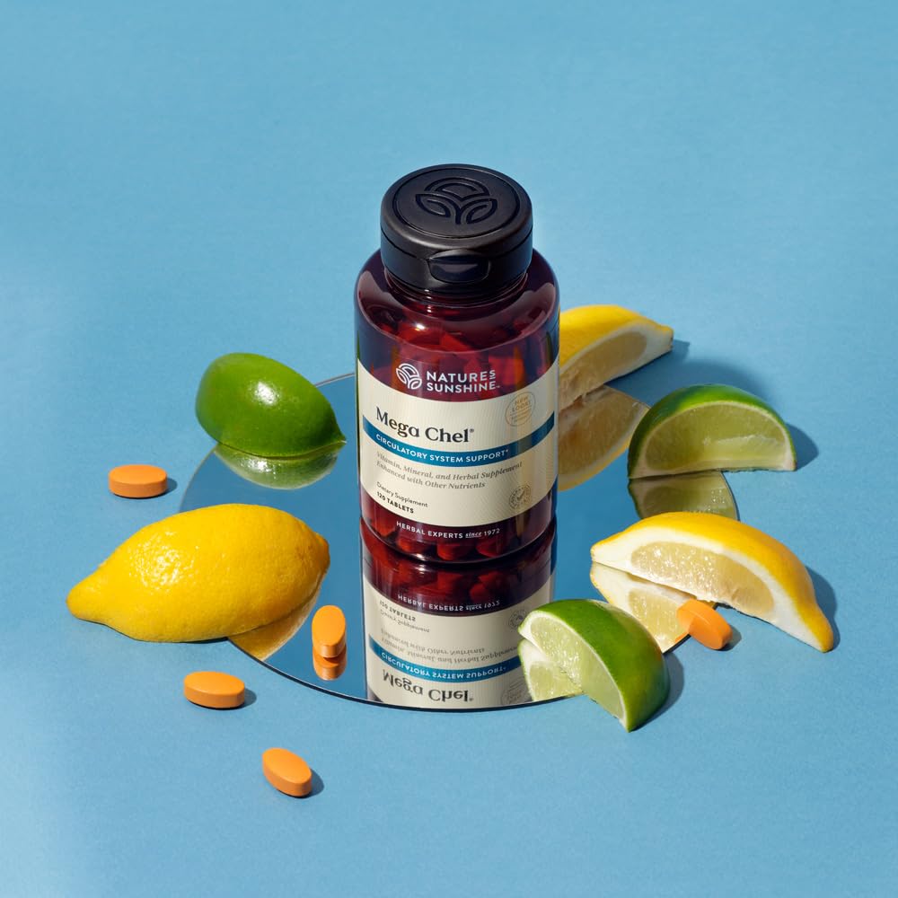 Nature's Sunshine Mega-Chel tablets ready for daily-use routines