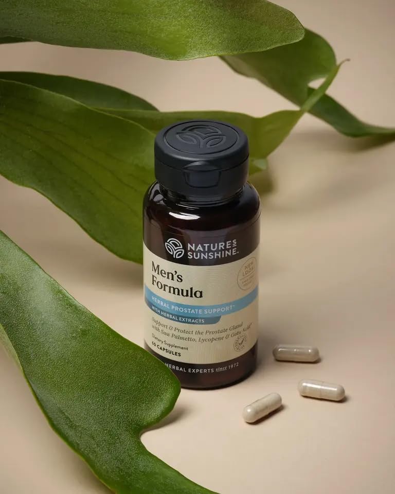 Nature's Sunshine Men's Formula capsules close-up showing the nutrient blend.