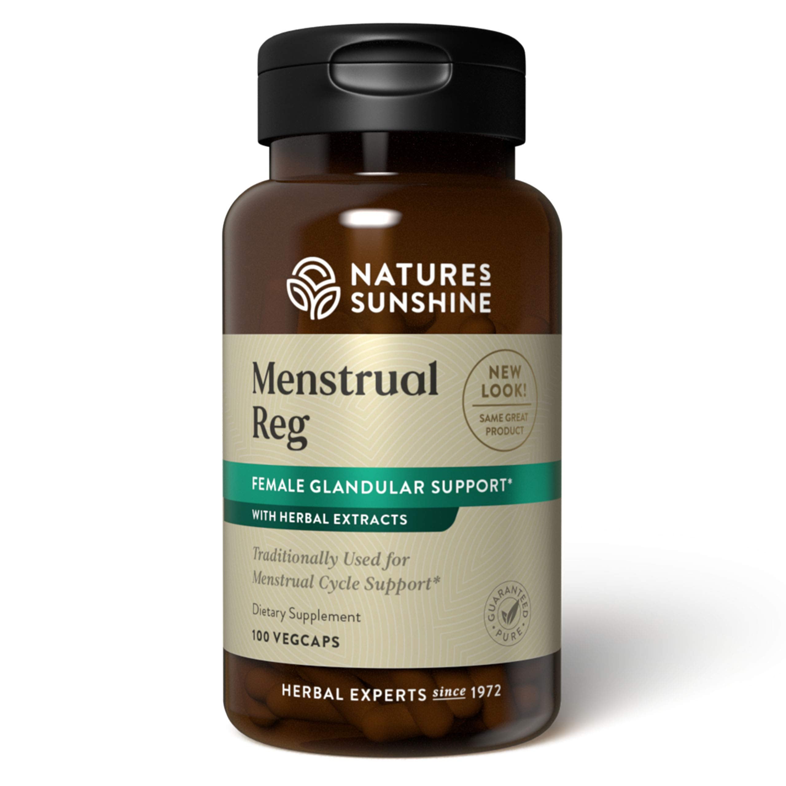Nature's Sunshine Menstrual Reg bottle supports balanced comfort during cycles.
