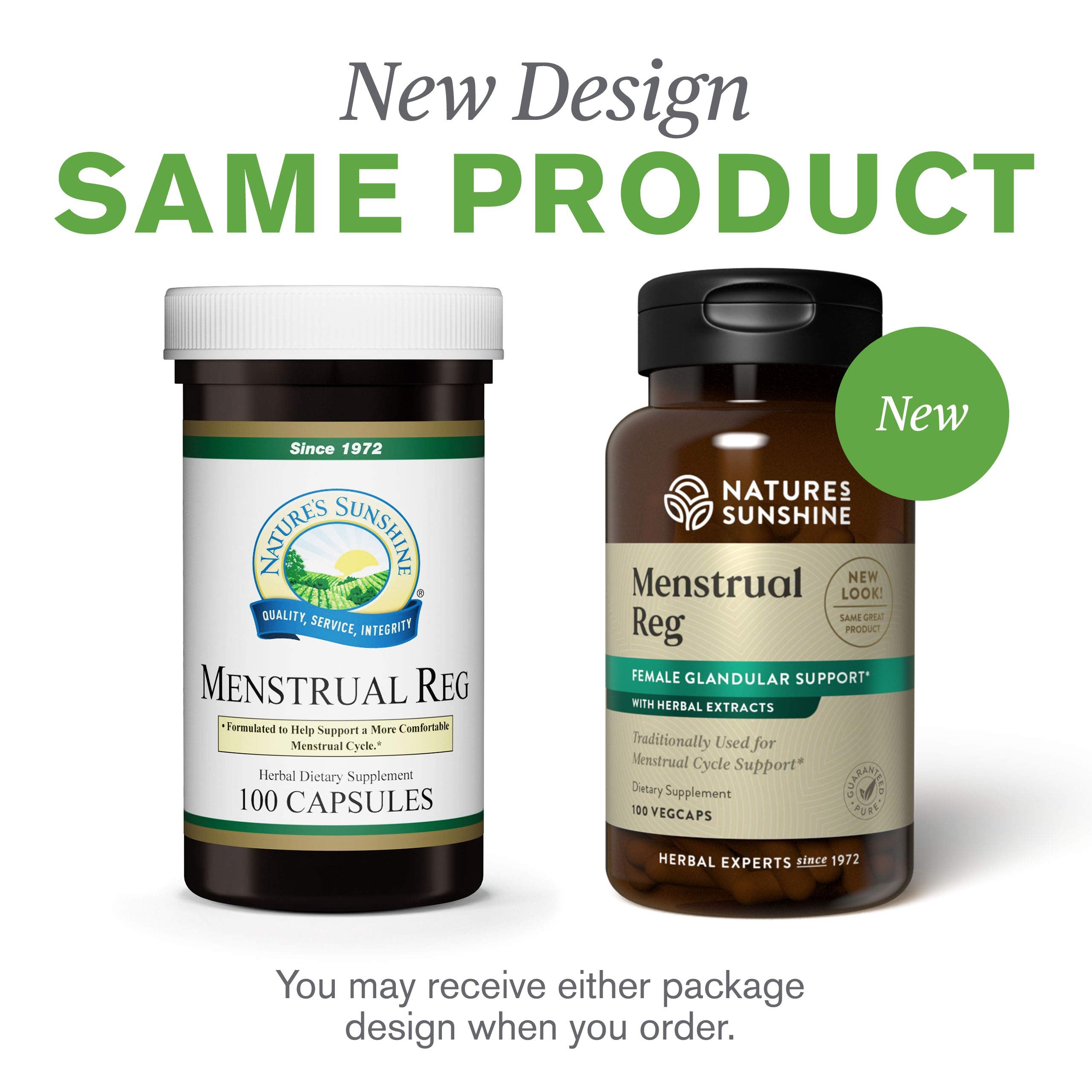 Nature's Sunshine Menstrual Reg capsules provide convenient herbal support for smoother cycles.