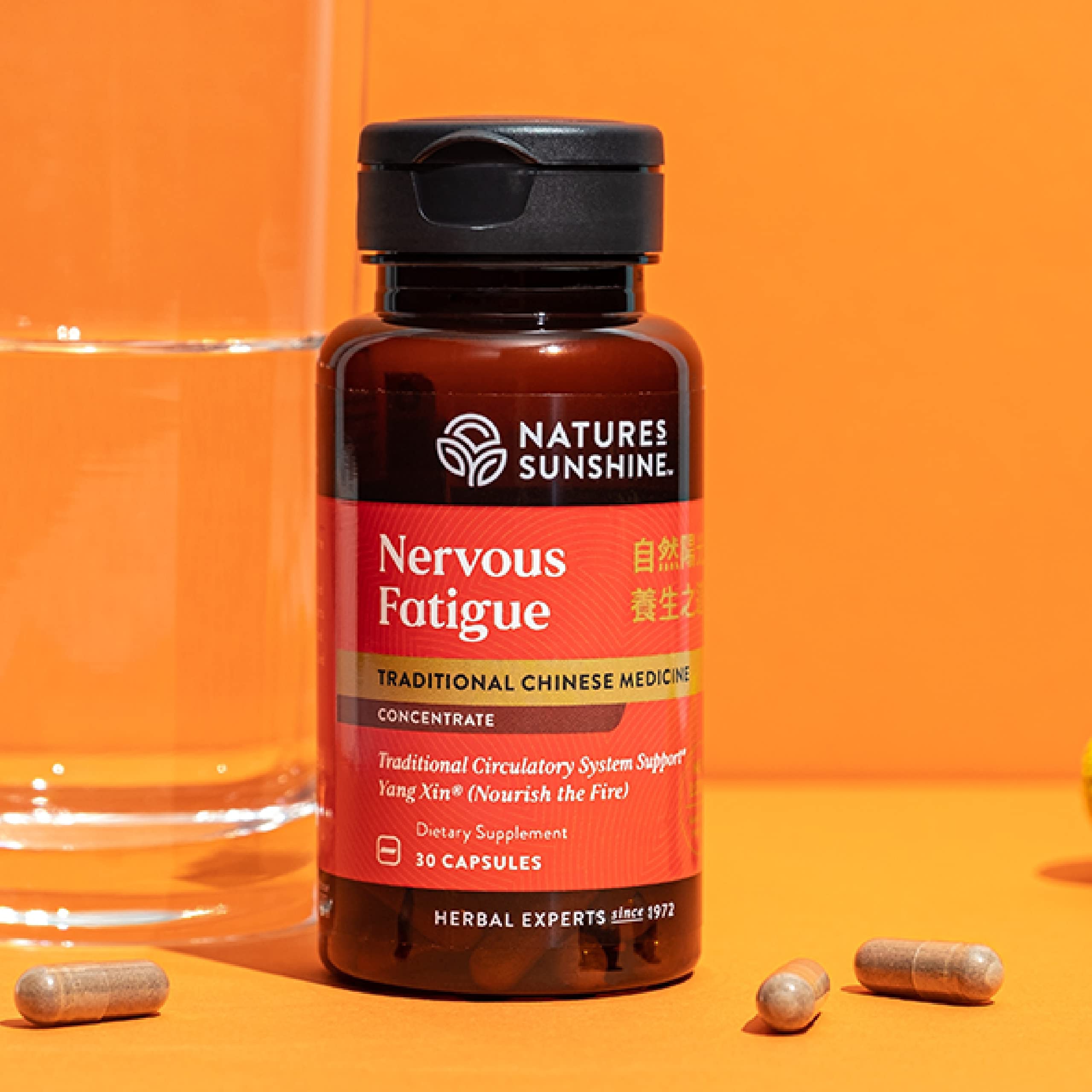 Natures Sunshine Nervous Fatigue TCM capsules ready for quick relaxation and balance