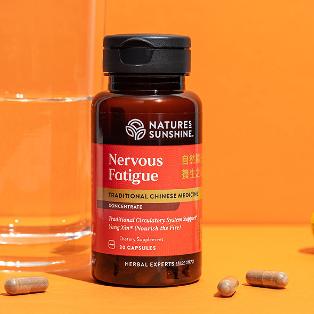 Natures Sunshine Nervous Fatigue TCM capsules ready for quick relaxation and balance