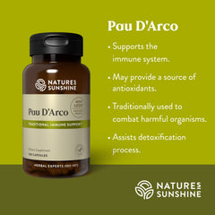 Nature's Sunshine Pau D’Arco capsules in hand for on-the-go wellness