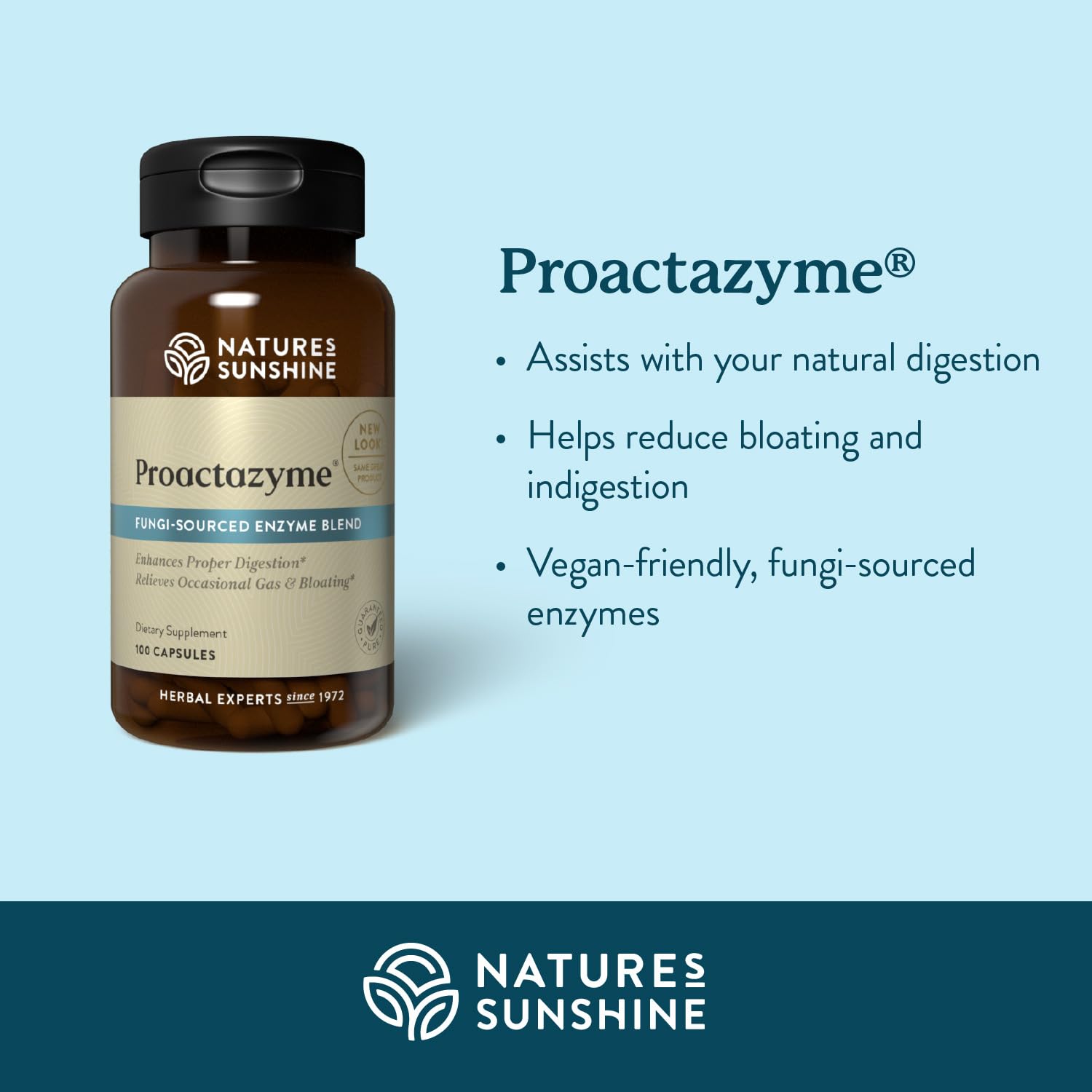 Nature's Sunshine Proactazyme ingredients list emphasizes enzyme blend.