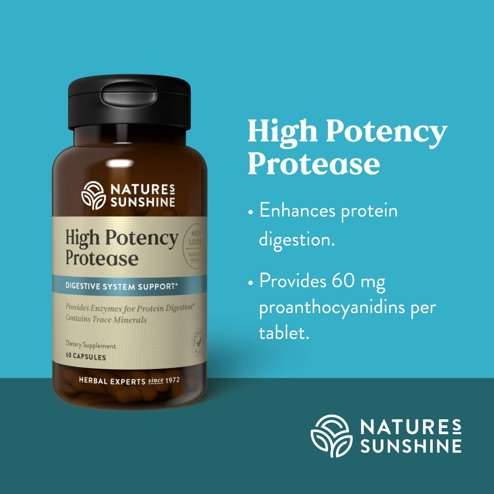 Nature's Sunshine protease capsules closeup showing capsule detail