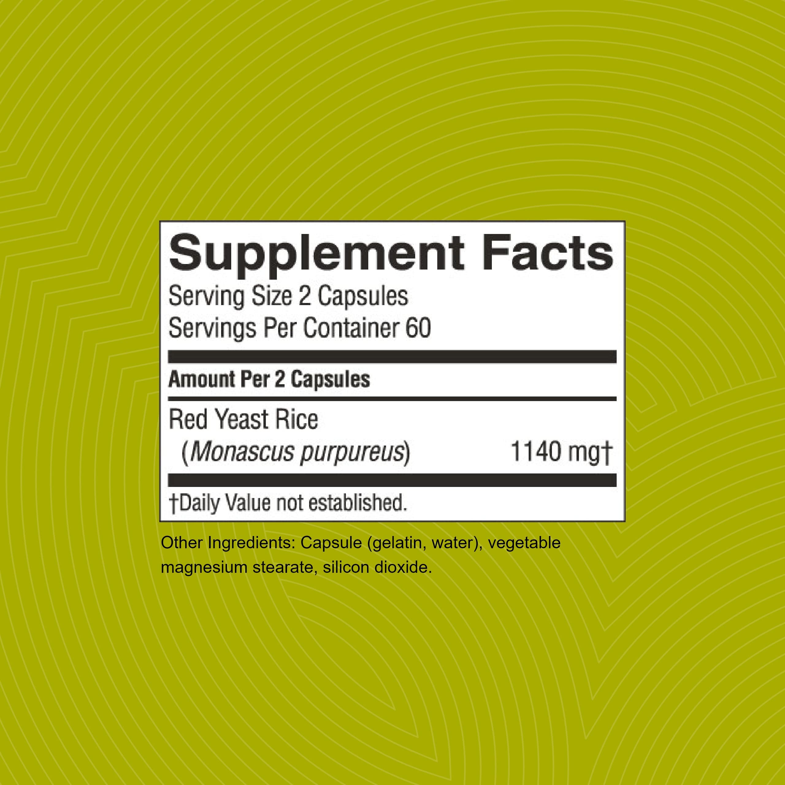 Nature's Sunshine Red Yeast Rice bottle label highlighting content and kosher status