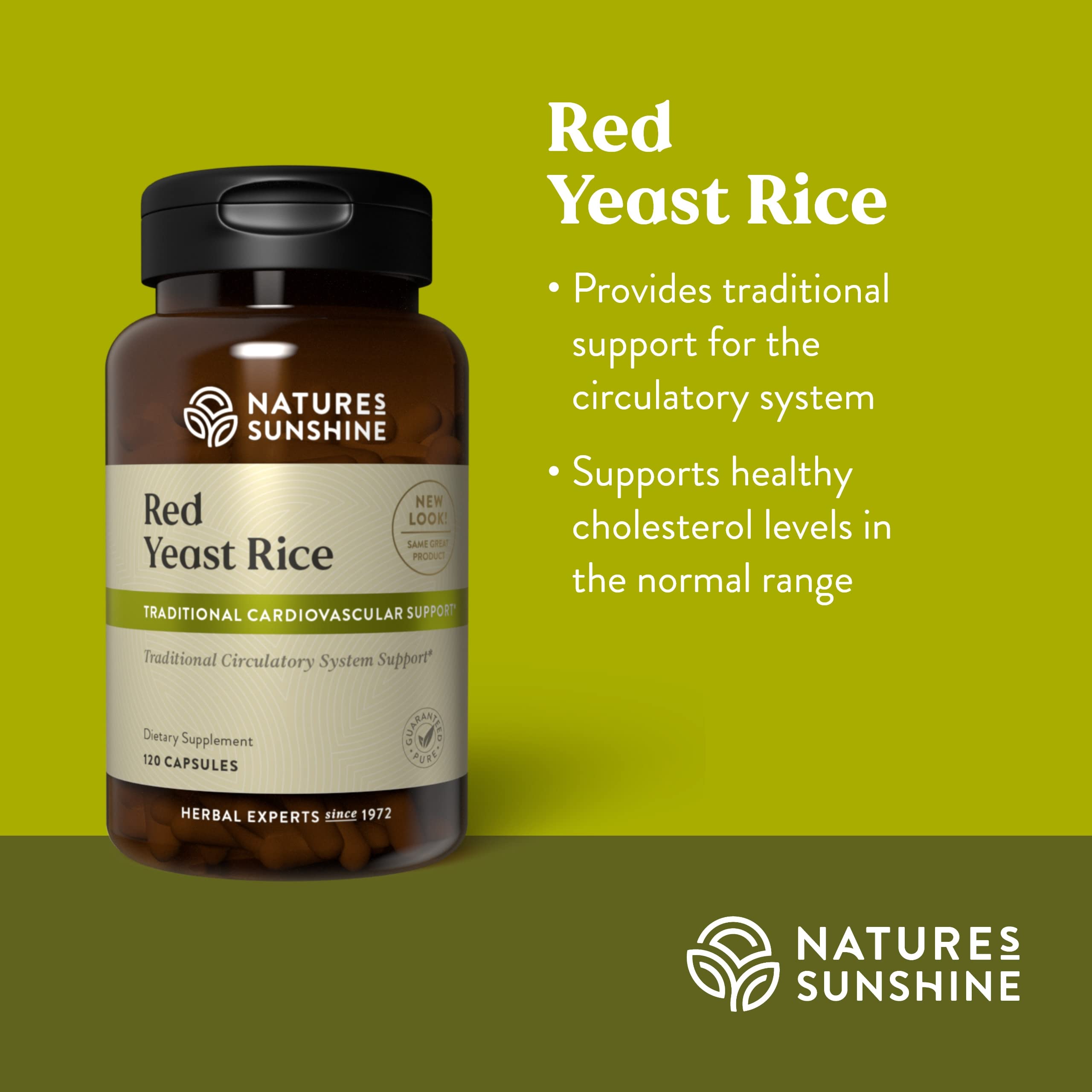 Nutrition facts panel of Nature's Sunshine Red Yeast Rice capsules