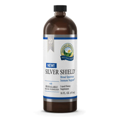Nature's Sunshine Silver Shield Liquid 16oz bottle on the counter for daily use
